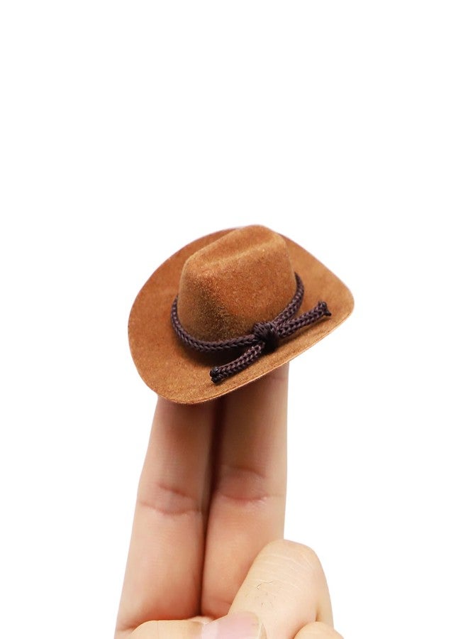 RillyRellow Dollhouse Cowboy Hat, Miniature Cowboy Hat, 1:12 Scale Miniature Soft Cowboy, Mini Hat, American Old West Hat, for Dollhouse Craft Supplies (2PCS) (Light Brown) - Image 3